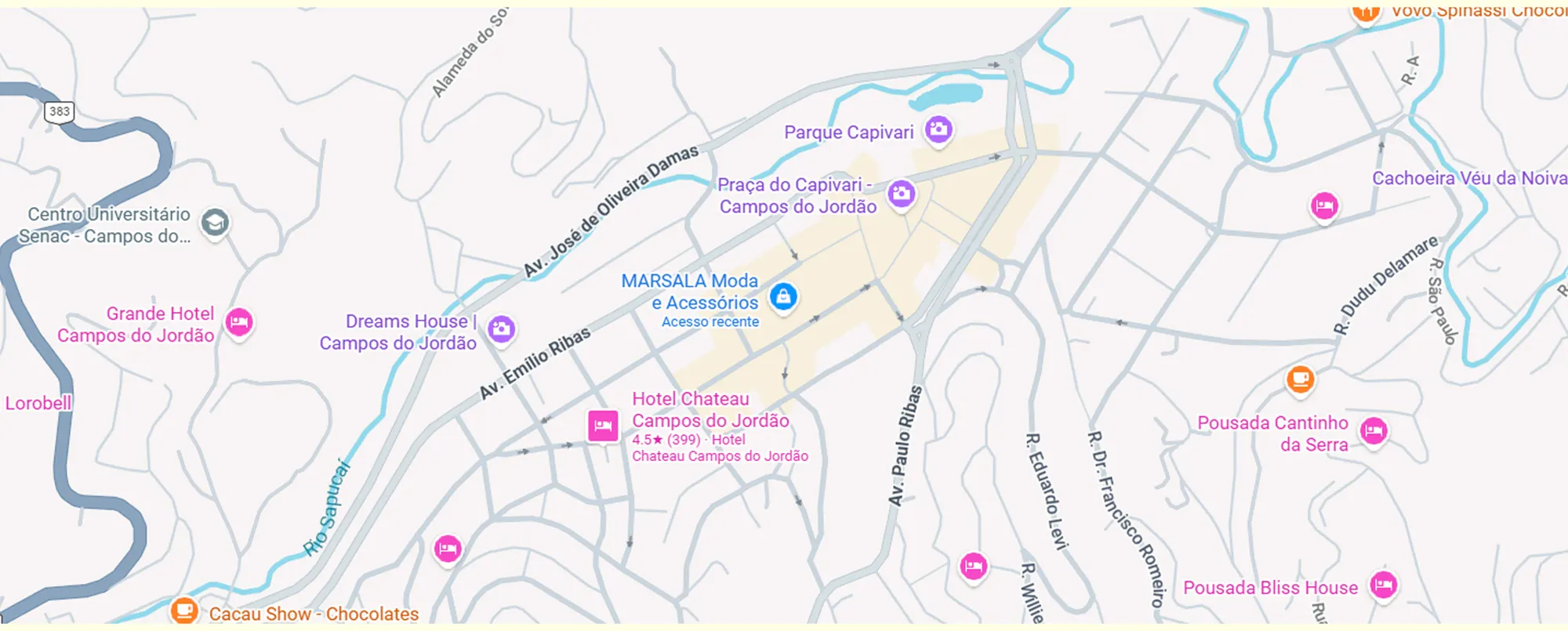 Mapa de Capivari com a localização da Marsala